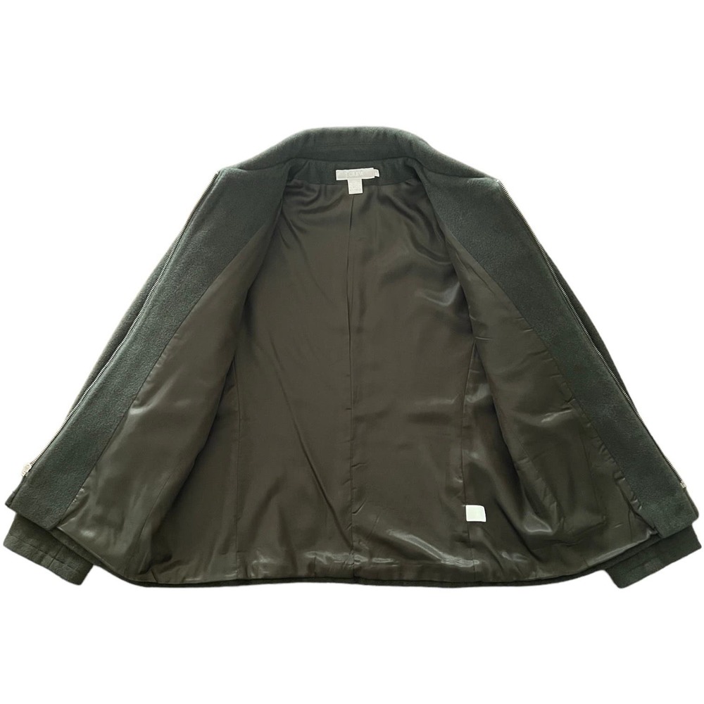 J. Crew Wool Blend Zip Front Jacket Collared Quality Coat Green Large - Picture 3 of 6